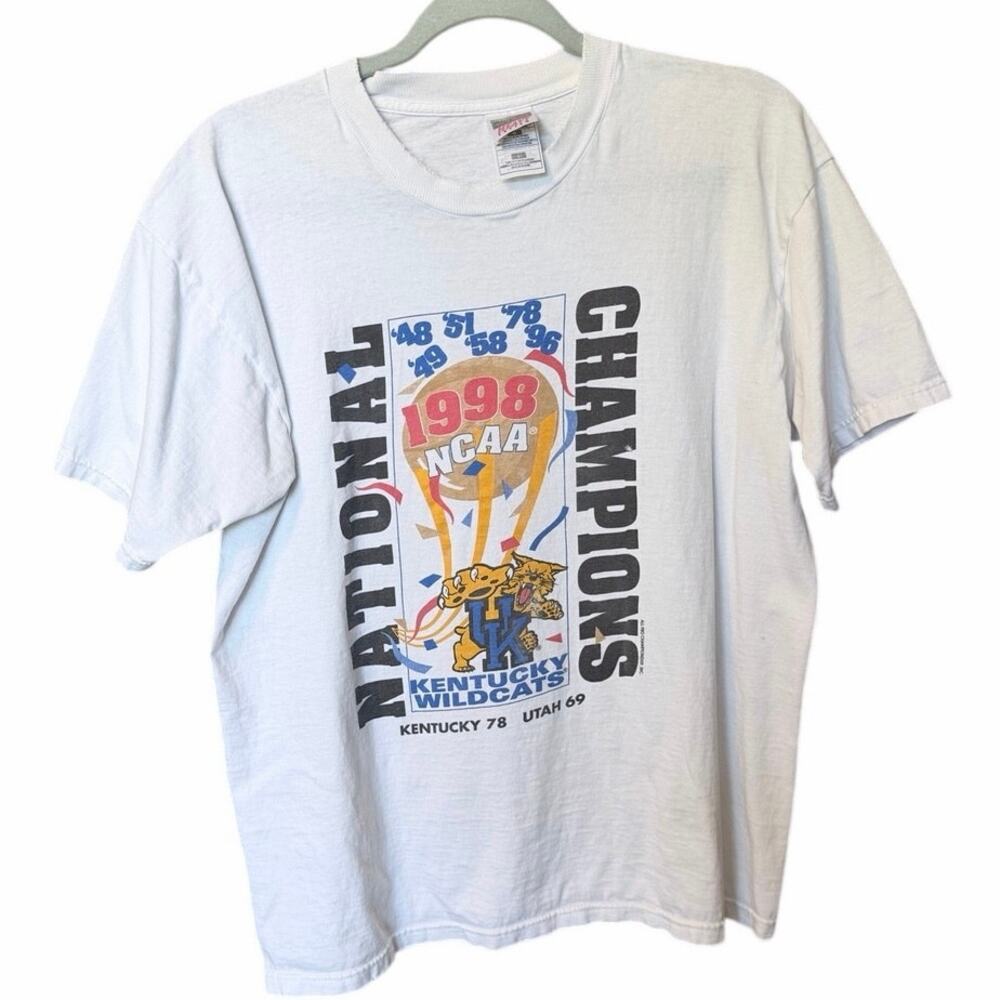 Vintage 1998 WCAA basketball national championship white Tshirt tee L Kentucky
